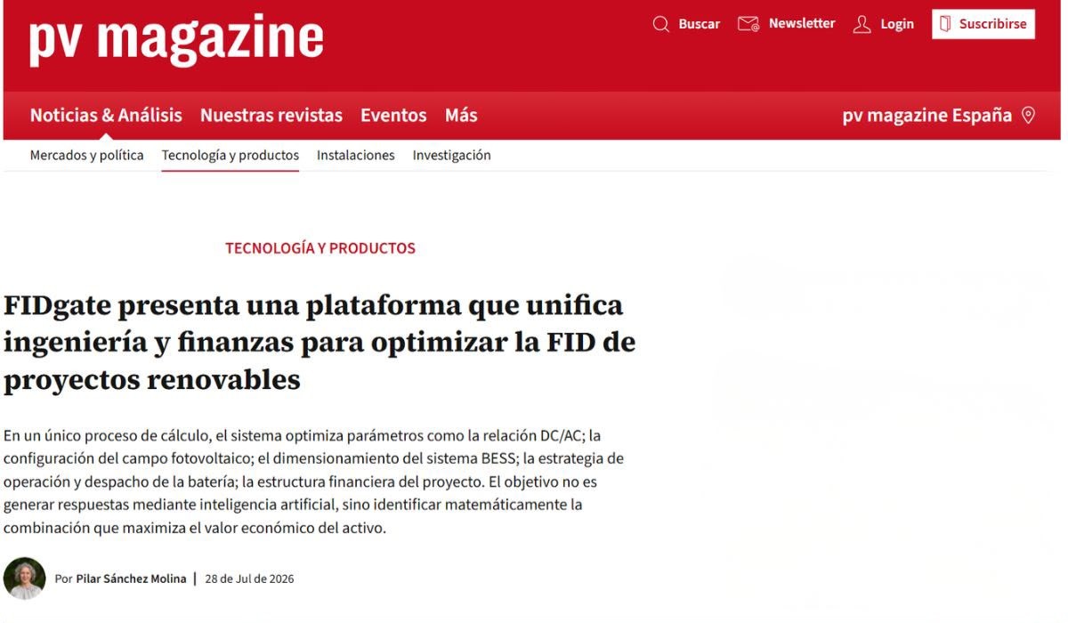 PV Magazine Features FIDgate as the German-Argentine Platform Redefining Solar PV Project Value in Europe
